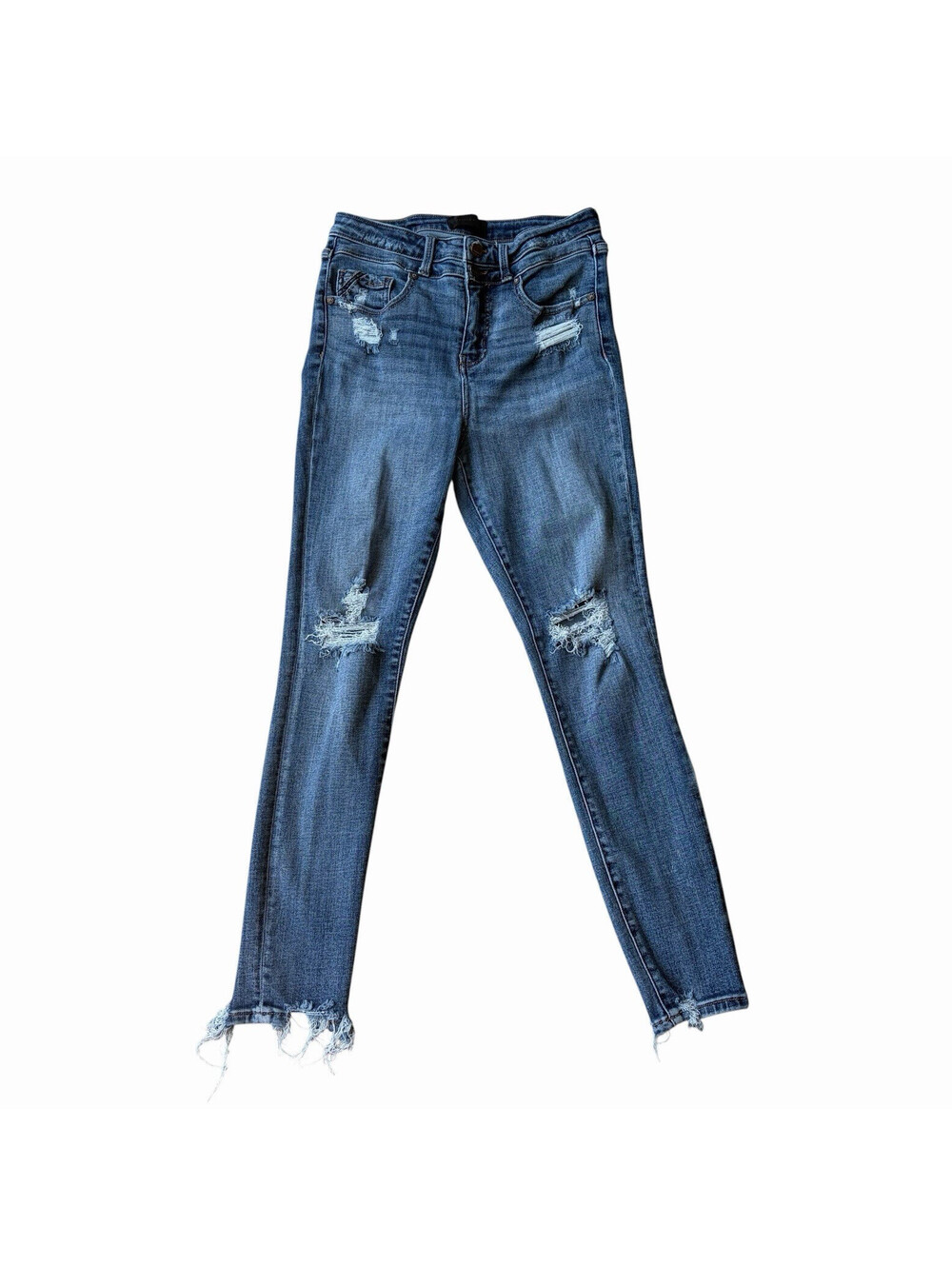 Buckle Black Women’s Ankle Skinny Jeans Blue Medium Wash Distressed Stretch 30